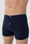 Men's Navy Blue Buttoned Boxer 3-Pack 100% Cotton Combed Cotton Patternless Style Knitted Clothing Elastic Model - 5
