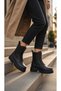 Women's Zippered Lace-Up Boots |   Thick Soled Daily Winter Boots | Black