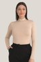 Special Production Women's Skin Color Turtleneck Long Sleeve Body 3 Pieces Daily Wear Textile Product Plain Blouse - 3