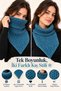 Petrol Blue Hand Knitted Triangle Neck Collar – High-Necked Scarf-Looking Winter Neck Collar for Women and Men - 6
