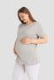 Premium Cotton Short Sleeve Maternity T-Shirt Gray 3-Pack Home Wear Flowy Model Postpartum - 3