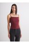Alita City Farkıyla Soulife Burgundy Plain Narrow & Slim Strap Women's Tank Top - 3