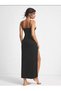 Women's Combed Cotton Viscose Simple and Elegant Long Nightgown with Slits - 3