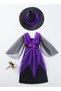 Witch Girls Kids Child Holiday Party Role Play Dance Party Gown Costume Queen Princess Dress Hat - 3