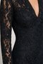 Black V-Neck Long Sleeve Midi Length Lace Dress - 3