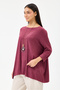 Women's Burgundy Italian Collared Oversize Lycra Knitwear Sweater Size 40 - 48 - 2