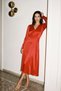 Red Button Detailed V-Neck Midi Dress