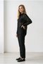 Women's Black Oversize Shirt with Self-Fringed Pattern Yy101438 - 6