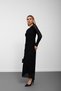 Black Lace Textured Gathered Long Evening Dress - 3