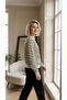 Women's Basic Green Striped Long Sleeve Cotton Sweatshirt - 2