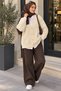 Knitted Patterned Buttoned Knitwear Cardigan Ecru - 2