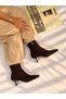 Vienna Brown Suede Pointed Toe 5 cm Thin Heel Women's Boots Botti̇e - 5
