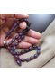 Handcrafted Burgundy Blue Barley Cut Camphor Wood Prayer Beads - 2