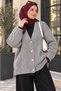 Knitted Patterned Buttoned Knitwear Cardigan Gray - 2
