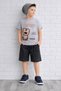 Teddy Bear Printed Boys' Shorts Set - 183 - Gray & Black - 2