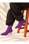 Vienna Purple Suede Pointed Toe 5 cm Thin Heel Women's Boots Botti̇e - 4