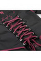 Halloween Girls Royal Vampire Witch Costume Black Lace-Up Stand Neck Flared Sleeve Dress with Burgundy Flower Pattern for Fancy Dress Party Stage Performance and Cosplay Props - 5