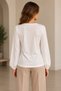 Women's Crew Neck Lace Embroidered Three Quarter Sleeve Sporty Stylish Curve Plus Size Viscose Blouse - 3