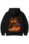 Haunted Pumpkin Reaper - Gothic Halloween Jack-O'-Lantern & Black Cat Back Print Hoodie