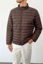 Men's Stand Collar Pocket Zipper Puffer Coat Brown - 27K 2310 - 2
