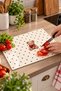 Glass Cutting Board with Teddy Bear, Cream Background, Burgundy Polka Dot Themed - Glass Cutting Board |   25cm X 35cm - 3