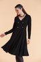 V-Neck Double-Breasted Button Detailed Long Sleeve Dress