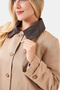 60108Ts Camel Velvet Collar Plaid Lining Trench Coat - 6