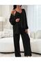Women's Combed Cotton Viscose Lace Detail 3-Piece Pregnancy Pajama Set with Rope Straps - 7
