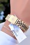 Gold Color - Women's Wristwatch with Calendar and Day Display - Waterproof - Comes with Bracelet Gift - 7