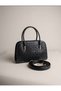 Sparkling Network Patterned Double Handle Portfolio Hand and Shoulder Bag