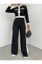 Women's Ottoman Garnished Buttoned Spanish Leg Trousers Set