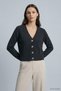V-Neck Button Detailed Short Cardigan 2533 Anthracite - 3