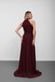 Plum Halter Neck Flounce Chiffon Evening Dress - 7