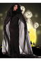 Halloween Women's Black Hooded Cape. Costume Black Long Veil Tulle Ghost Bride Costume. Holidays Costume Adult Cloak, Cosplay Sorceress Costume Witch Black Dress - 7