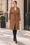 Women's Tan Color Belted Double-Breasted Trench Coat