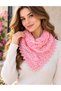 Hand Knitted Pink Triangle Spider Web Patterned Tassel Shoulder Shawl