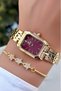 Small Square Case Steel Strap Women's Wristwatch -Waterproof- with Bracelet Gift - 5