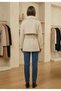 Women's Black Short Coat with Standing Collar and Belt at the Waist - 2