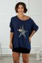 Navy Blue Star Sequined Blouse - 2