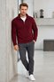 Sümer Işık Unisex Stand Collar Half Zipper Lined Cotton Winter Sweatshirt 100% Cotton - 3