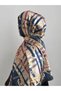 Plaid Pattern Janjan Shawl - Navy Blue & Yellow - 2