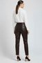 Brown Pleated Genuine Leather Trousers - 3