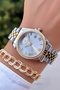 Gold Silver Color - Women's Wristwatch with Calendar and Day Display - Waterproof - Comes with Bracelet Gift - 3