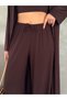 Women's Sandy Fabric Cardigan Crop Blouse Wide Leg Pants Three-Piece Set - 6