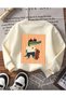 Children's Striped Dinosaur Printed Oversize Crew Neck Sweatshirt - 2