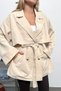 Women's Double-Breasted Collar Belted Trench Coat Stone - 7586 - 2