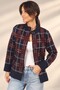 Women's Plaid Patterned Acrylic Knitwear Cardigan with Buttoned Front Pockets - 2