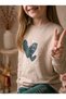 Girls & Baby Winter Seasonal 100% Cotton 2 Yarn Happiness Printed Straight Leg Long Sleeve Pajamas & Tracksuit Set Beige - 3