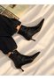 Vienna Black Straw Leather Shoes with Pointed Toe 5 cm Thin Heels Women's Boots Botties - 2