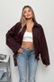 Women's Skirt with Belt Detail, Zippered Double Pocket Coat, Plum - 27K 3053 - 4